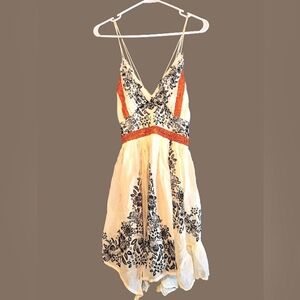 free people floral asymmetrical mini dress with tassles